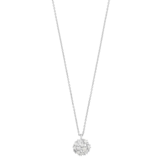 Lucy Sparkling Flower Pendant Necklace | Silver Plated with Cubic Zirconia