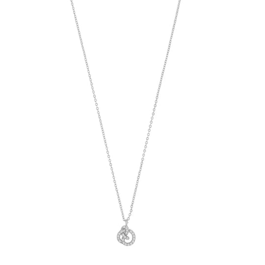 Mayfair Knot Pendant Necklace | Silver Plated with Cubic Zirconia