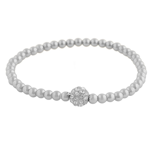 Mysk Elastic Beaded Bracelet | Silver Plated