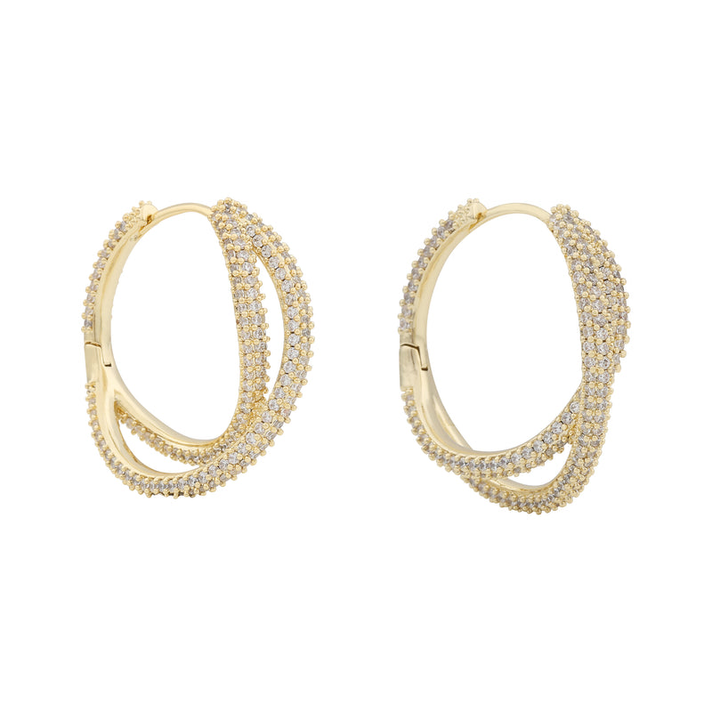 North Double Ring Earrings | Gold Plated with Cubic Zirconia