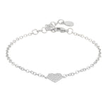 North Heart Chain Bracelet | Silver Plated with Cubic Zirconia