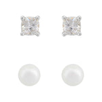 Saga Earring Set | Silver Plated with CZ & Freshwater Pearl