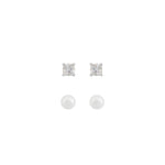 Saga Earring Set | Silver Plated with CZ & Freshwater Pearl