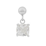 Saga Small Stone Pendant Earrings | Silver Plated with Cubic Zirconia