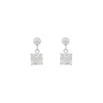 Saga Small Stone Pendant Earrings | Silver Plated with Cubic Zirconia