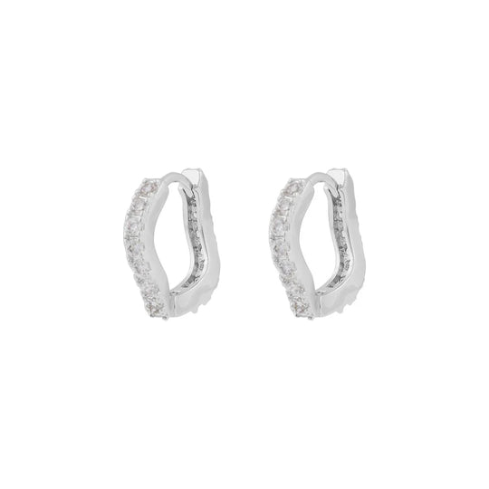Sally Abstract Hoop Earrings | Silver Plated with Cubic Zirconia