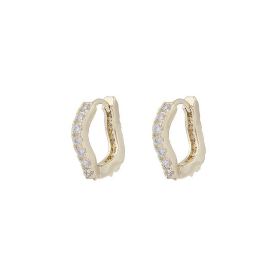 Sally Abstract Hoop Earrings | Gold Plated with Cubic Zirconia