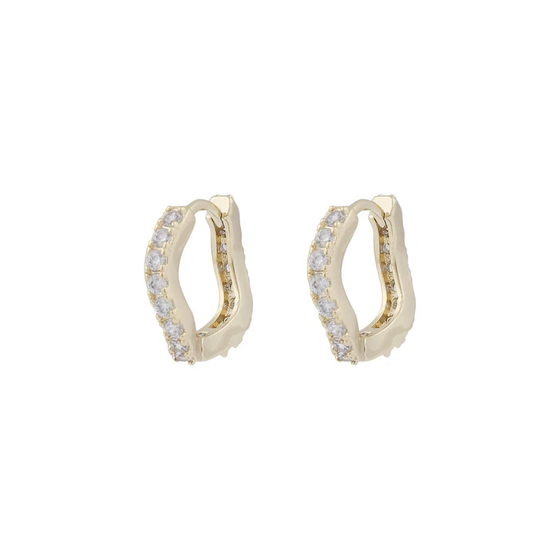 Sally Abstract Hoop Earrings | Gold Plated with Cubic Zirconia