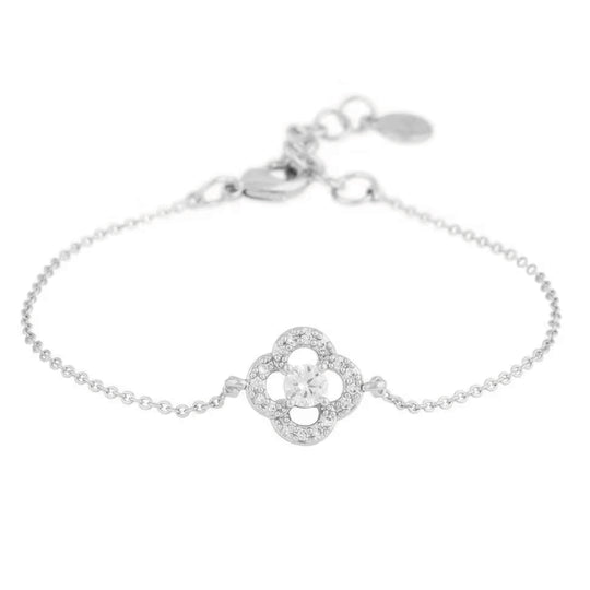 Sally Clover Chain Bracelet | Silver Plated with Cubic Zirconia