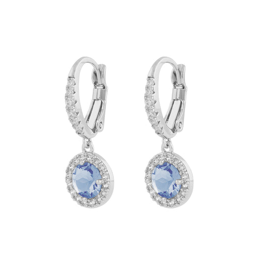 Seine Blue Oval Drop Earrings | Silver Plated with Cubic Zirconia