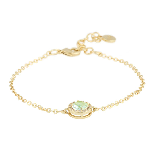 Seine Green Cubic Zirconia Chain Bracelet | Gold Plated