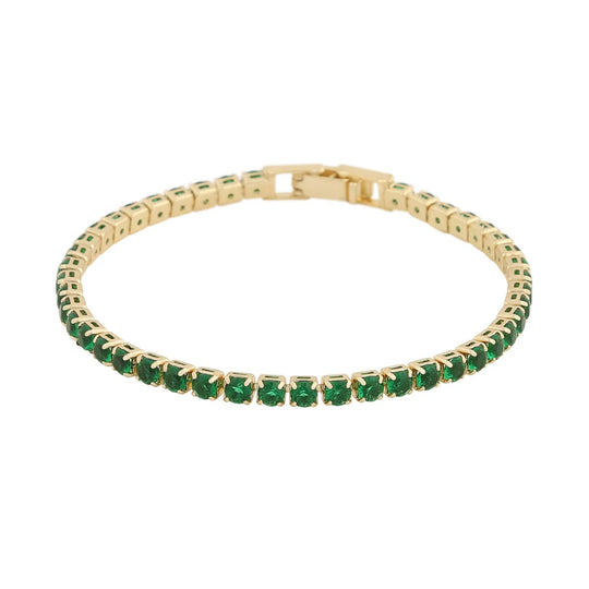 Siri Green Stone Tennis Bracelet | Gold Plated