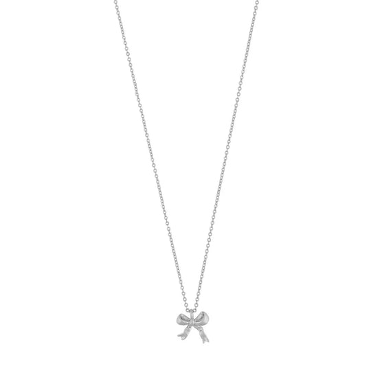 Stina Bow Pendant Necklace | Silver Plated