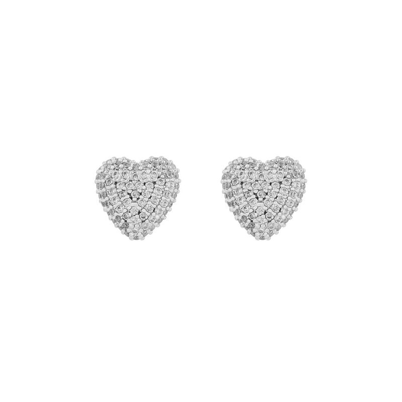 Stina Heart Stud Earrings | Silver Plated with Cubic Zirconia