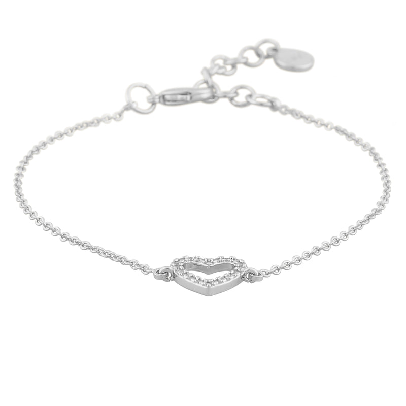 Valentina Heart Chain Bracelet | Silver Plated