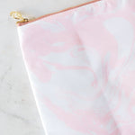 Flat Makeup Bag | Pink & White Marble | Small