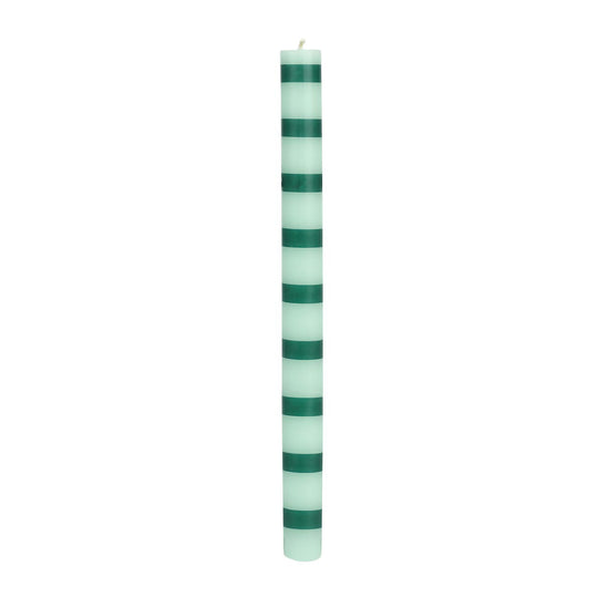 Festive Striped Taper Candle | Green | 28cm