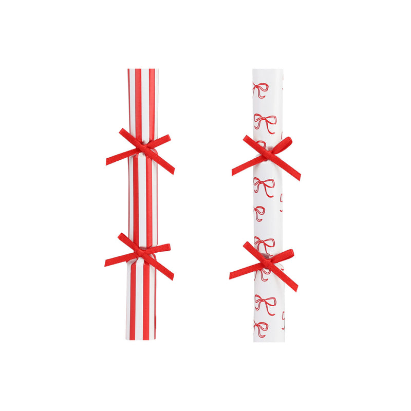 Mini Festive Bow Saucer Crackers | Red & White | Set of 8