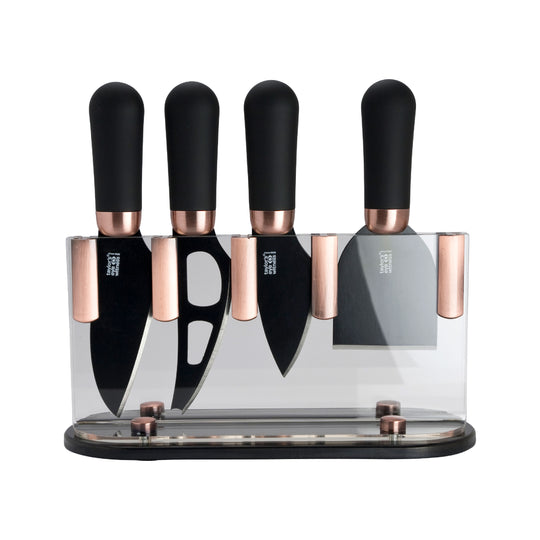 Brooklyn Cheese Knife & Block Set | Copper | 4 Piece