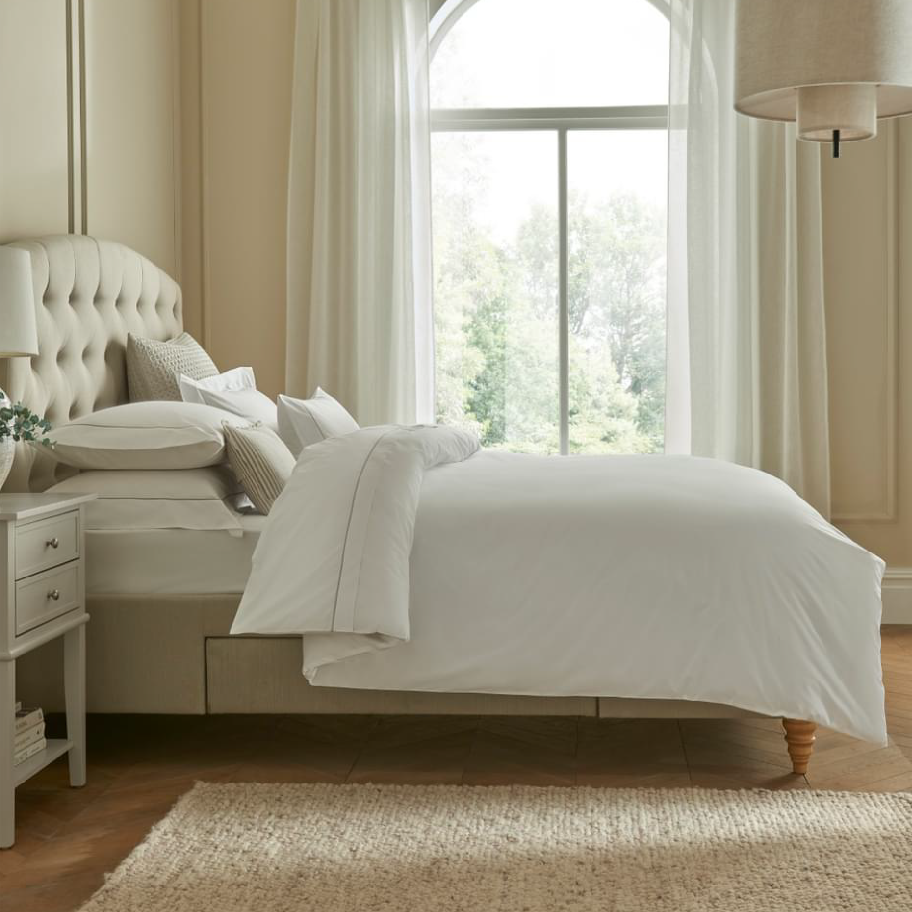Savile Cord 220 Bed Linen | White/Storm Grey