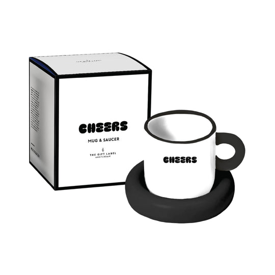 'Cheers' Mug & Saucer Set
