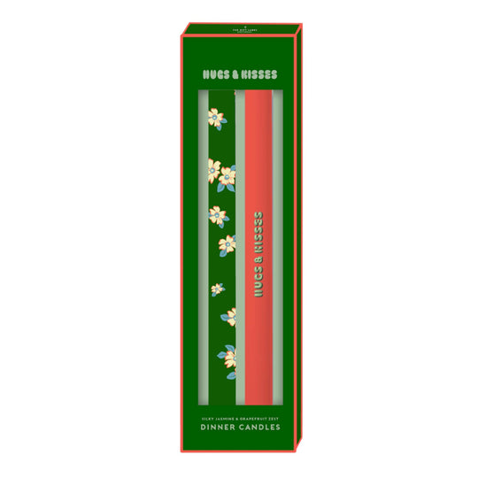 'Hugs and Kisses' Dinner Candles | Set of 2