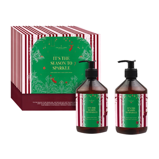 'It's The Season To Sparkle' Festive Hand & Body Gift Set | Warm Amber & Tiare Flower