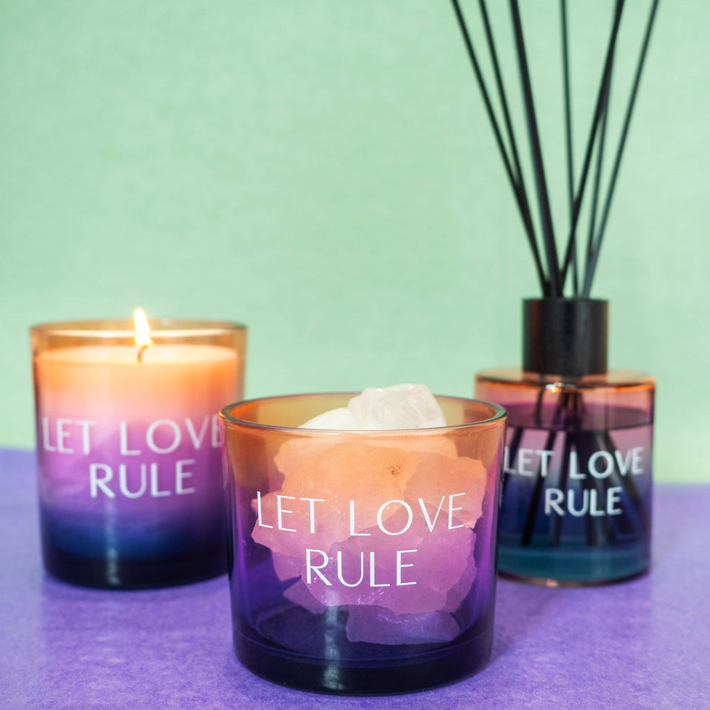 The Gift Label | 'Let Love Rule' Glass Reed Diffuser - Purple Orris ...