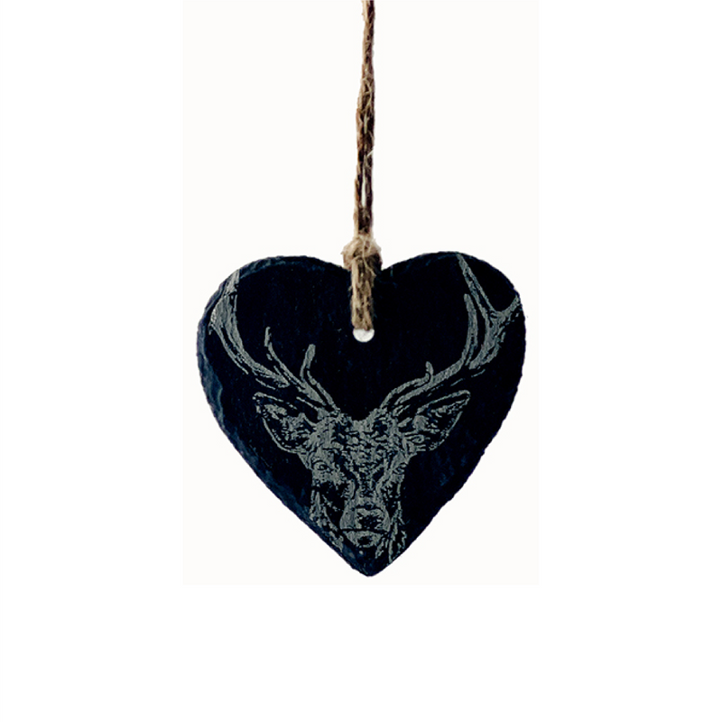 Stag Engraved Christmas Tree Decoration | Slate