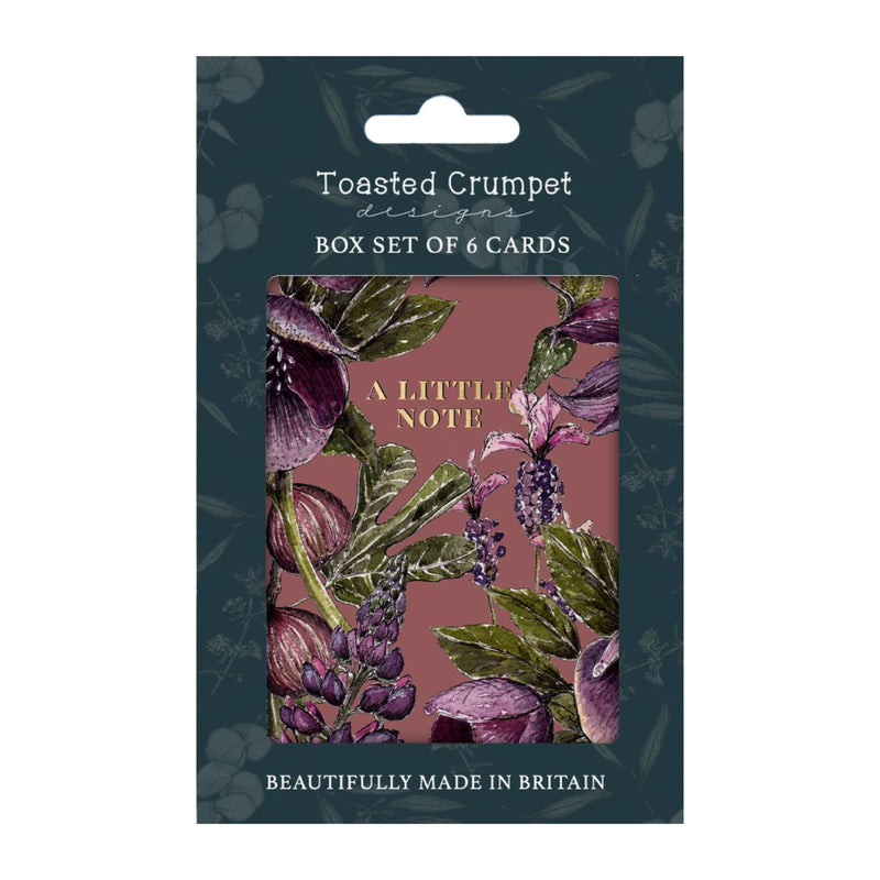 Mulberry Floral 'A Little Note' Greeting Cards | Mauve | Set of 6