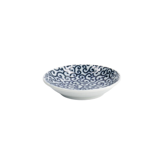 Karakusa Usagi Round Soy Sauce Dish | Blue & White | 9cm