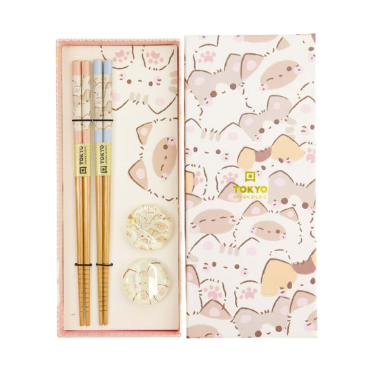 Kawaii Cats Chopstick Set | Pastel | 4 Piece