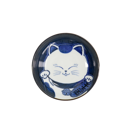 Kawaii Lucky Cat Sauce Bowl | Blue & White | 10cm