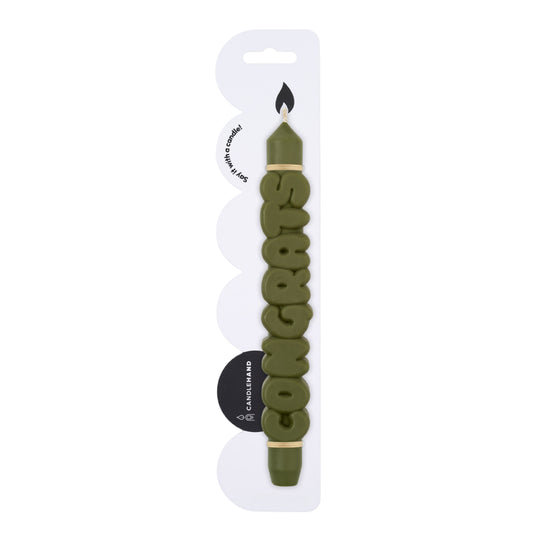 'Congrats' Taper Candle | Olive