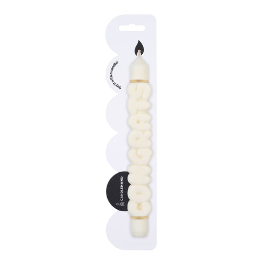 'Congrats' Taper Candle | White
