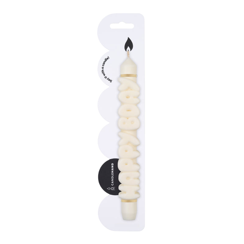 'Happy Bday' Taper Candle | White