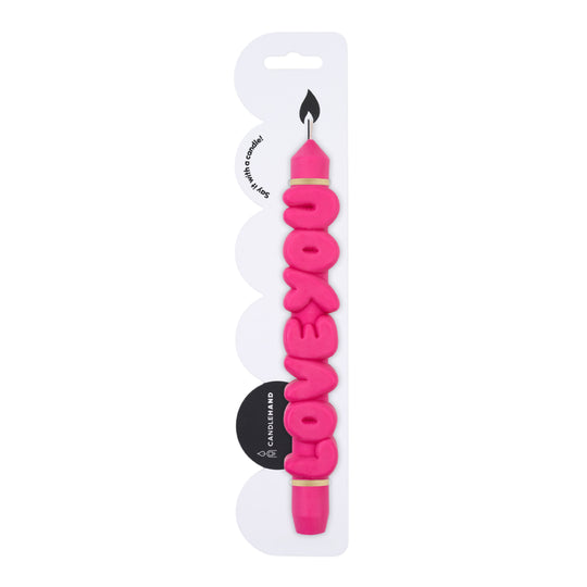 'Love You' Taper Candle | Pink