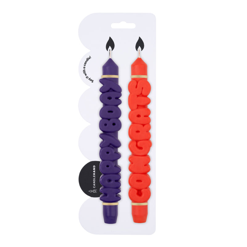 Birthday Taper Candles | Indigo/Orange | Set of 2