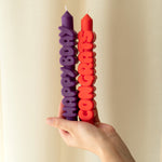 Birthday Taper Candles | Indigo/Orange | Set of 2