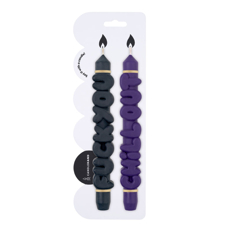 Anger Management Taper Candles | Black/Indigo | Set of 2