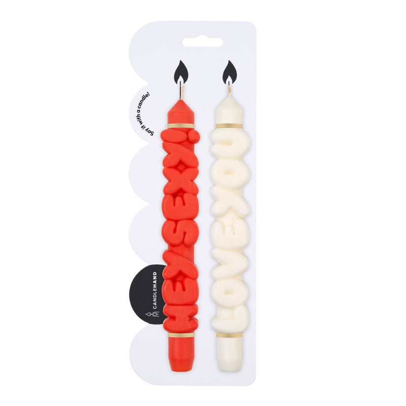 Sweet Talk Taper Candles | Orange/White | Set of 2