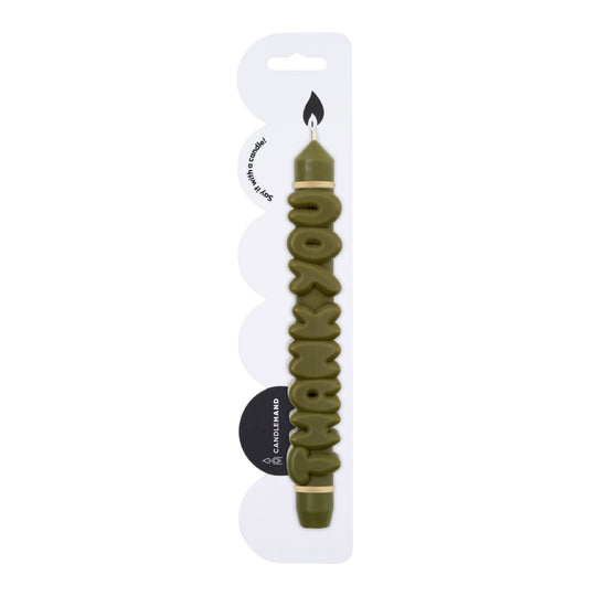 'Thank You' Taper Candle | Olive