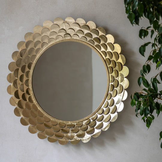 Windsor Scalloped Round Wall Mirror | Gold