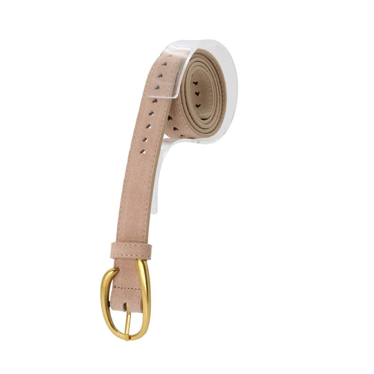 Women's Constellation Leather Belt with Brass Buckle | Cream