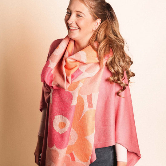 Women's Winter Floral Print Scarf | Pastel