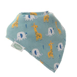 Giraffe and Elephant Dribble Bib | Blue