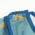 Giraffe & Elephant Coverall Feeding Bib | Blue