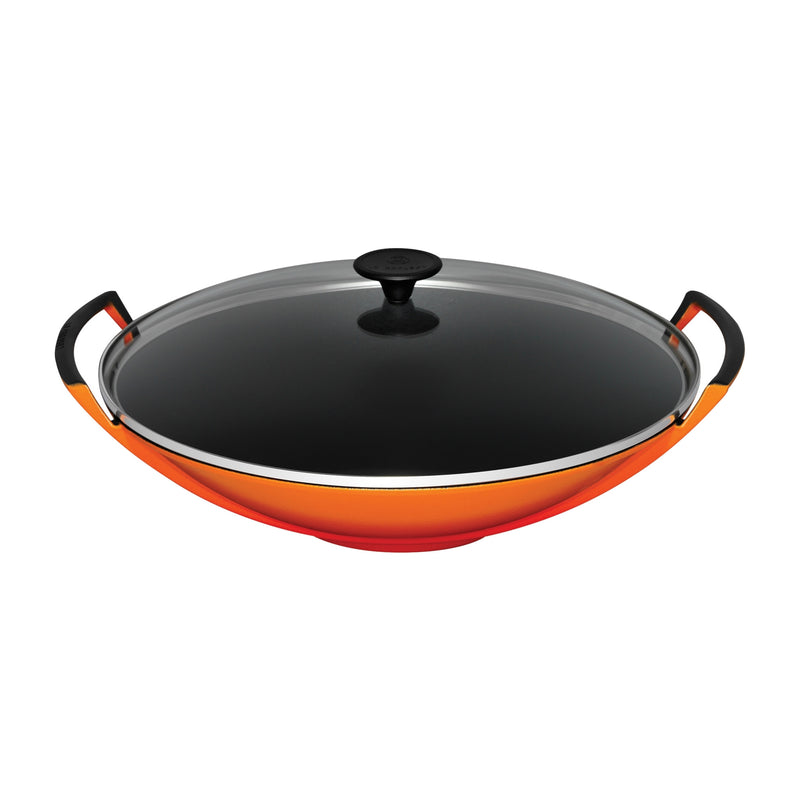 Cast Iron Wok with Glass Lid | Volcanic | 36cm