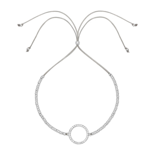 Circle Louise Bracelet with White CZ | Love | Silver Plated