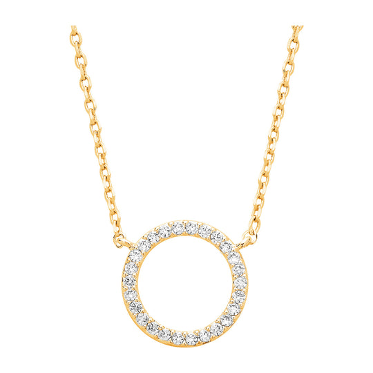 Large Pave Set Circle CZ Necklace | You are Capable of Amazing Things | Gold Plated